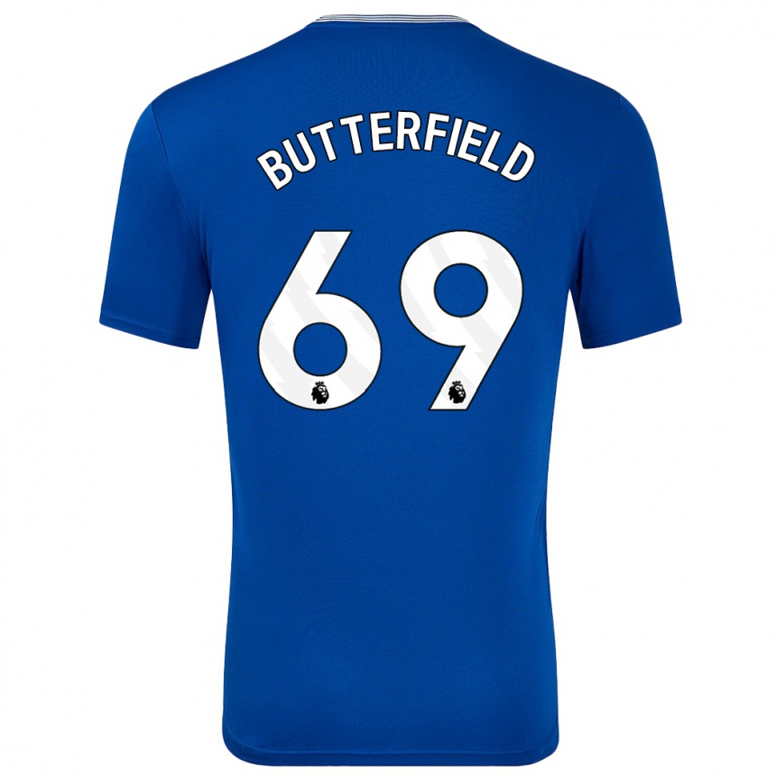 Kids Football Luke Butterfield #69 Blue With Home Jersey 2024/25 T-Shirt Nz