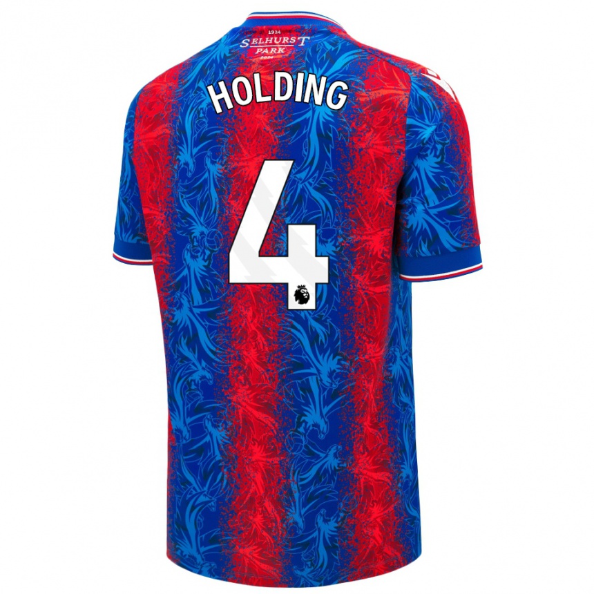 Kids Football Rob Holding #4 Red Blue Stripes Home Jersey 2024/25 T-Shirt Nz