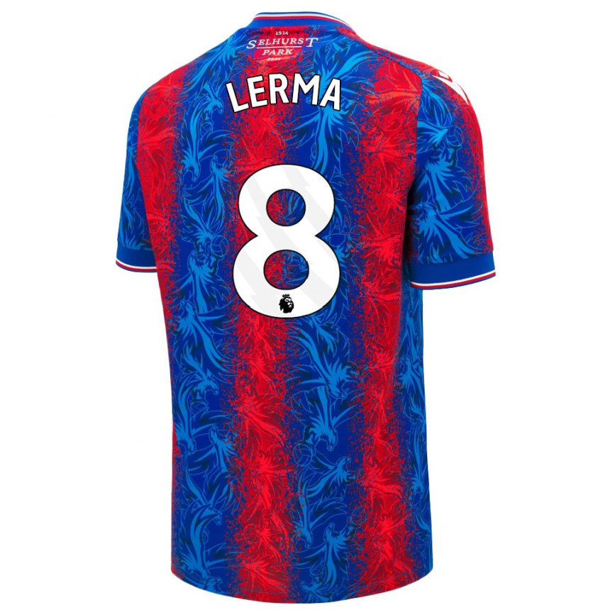 Kids Football Jefferson Lerma #8 Red Blue Stripes Home Jersey 2024/25 T-Shirt Nz