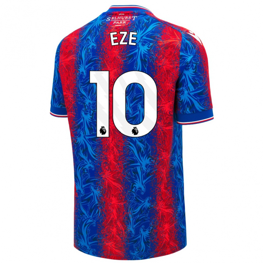 Kids Football Eberechi Eze #10 Red Blue Stripes Home Jersey 2024/25 T-Shirt Nz