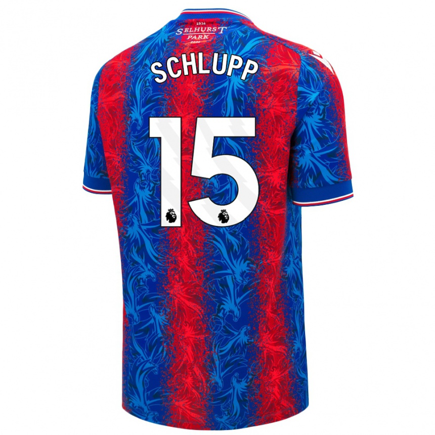 Kids Football Jeffrey Schlupp #15 Red Blue Stripes Home Jersey 2024/25 T-Shirt Nz