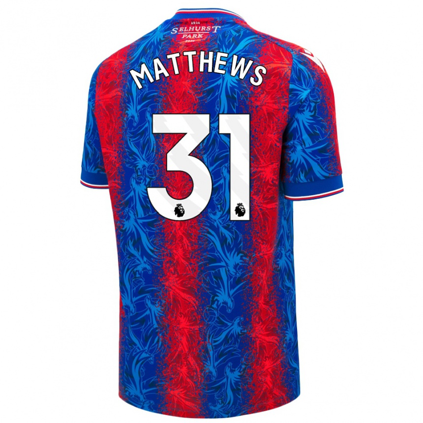 Kids Football Remi Matthews #31 Red Blue Stripes Home Jersey 2024/25 T-Shirt Nz