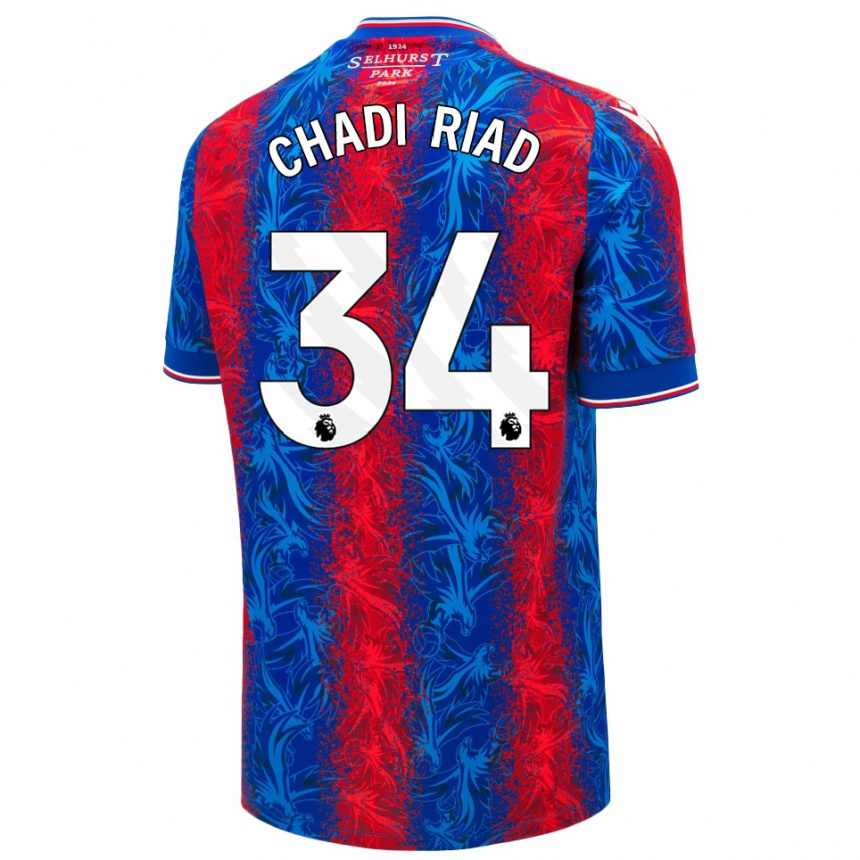 Kids Football Chadi Riad #34 Red Blue Stripes Home Jersey 2024/25 T-Shirt Nz