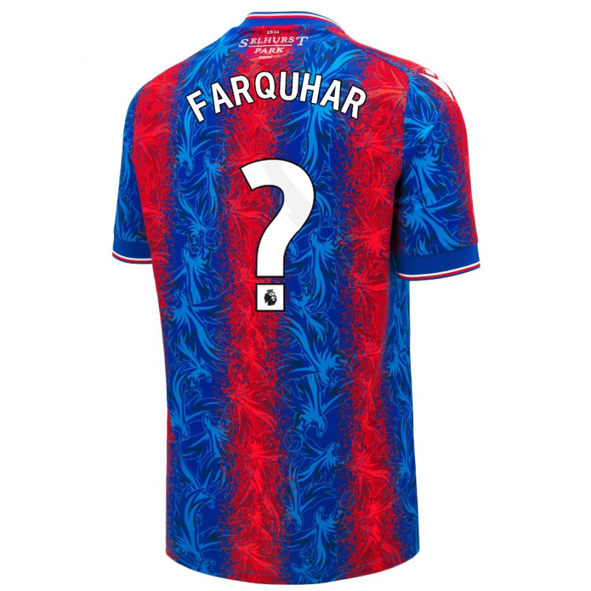 Kids Football Craig Farquhar #0 Red Blue Stripes Home Jersey 2024/25 T-Shirt Nz