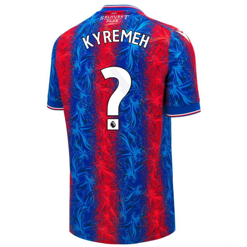 Kids Football Jerome Kyremeh #0 Red Blue Stripes Home Jersey 2024/25 T-Shirt Nz