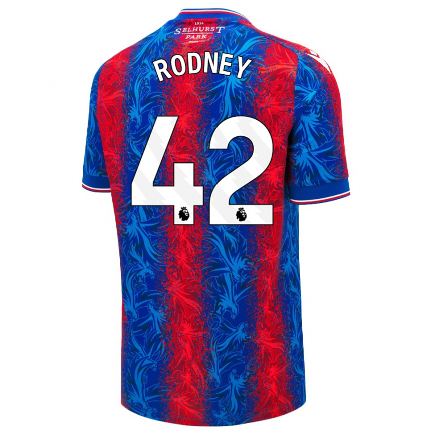 Kids Football Kaden Rodney #42 Red Blue Stripes Home Jersey 2024/25 T-Shirt Nz