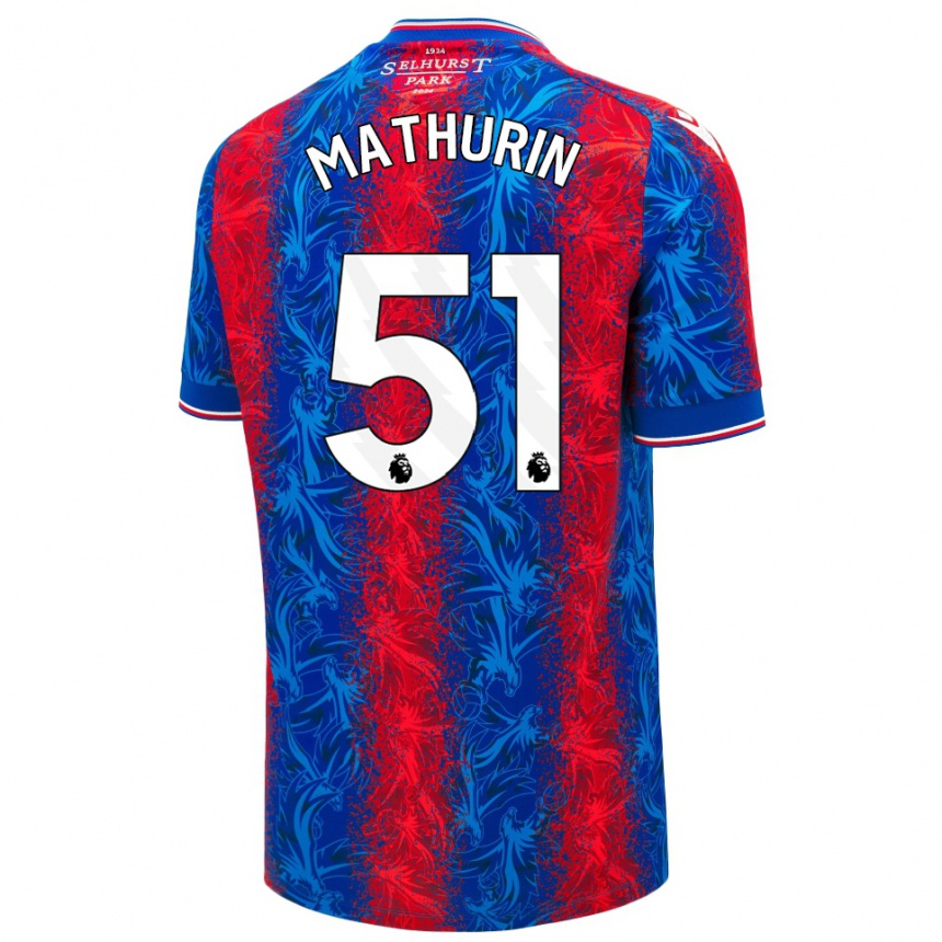 Kids Football Roshaun Mathurin #51 Red Blue Stripes Home Jersey 2024/25 T-Shirt Nz