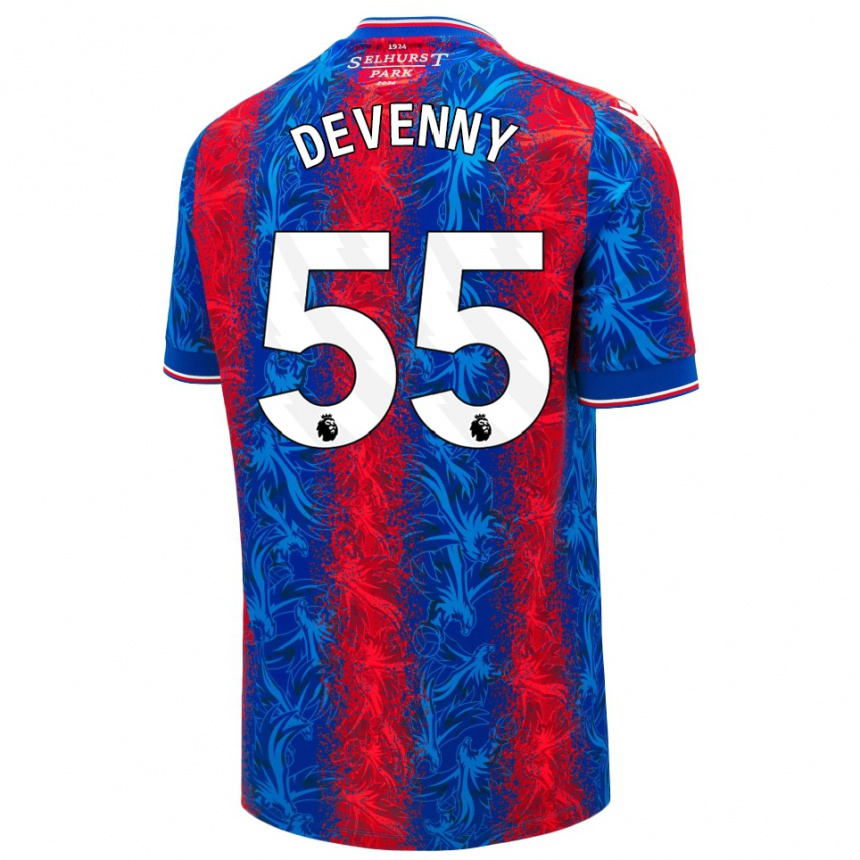 Kids Football Justin Devenny #55 Red Blue Stripes Home Jersey 2024/25 T-Shirt Nz