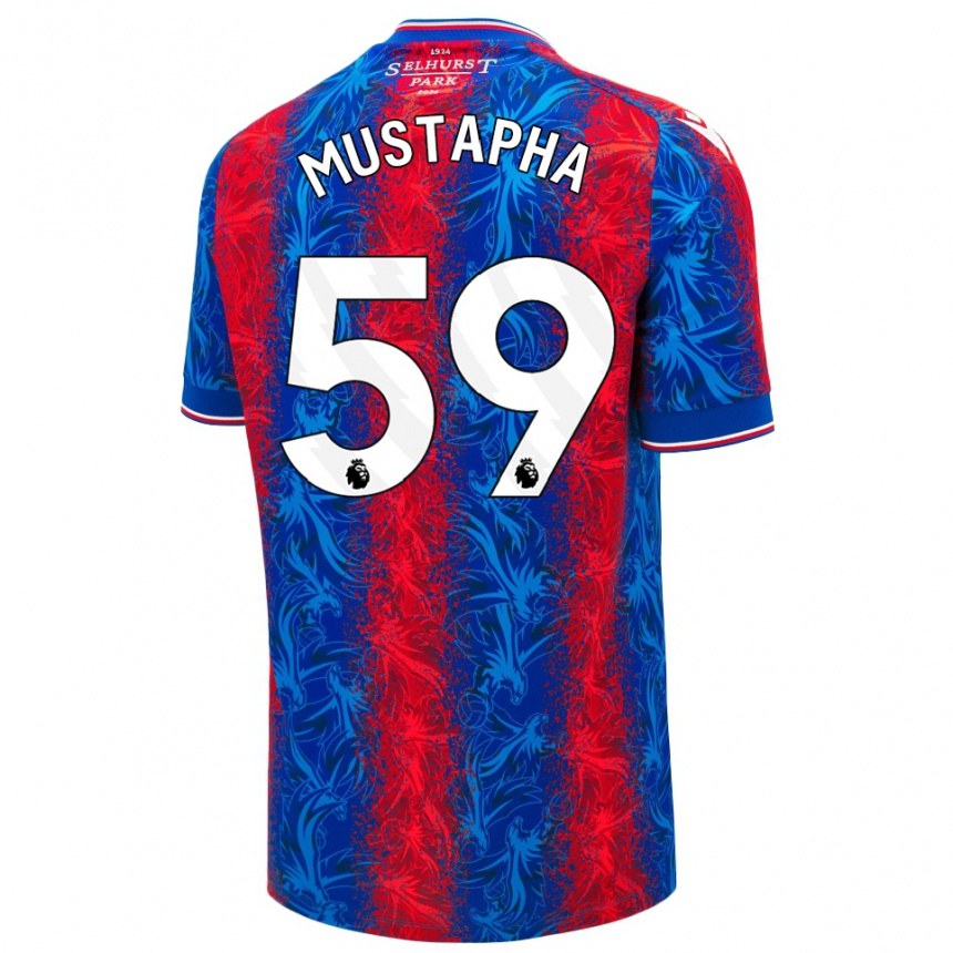 Kids Football Hindolo Mustapha #59 Red Blue Stripes Home Jersey 2024/25 T-Shirt Nz