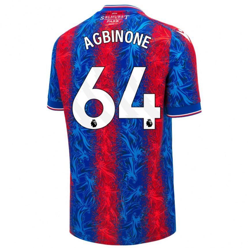 Kids Football Asher Agbinone #64 Red Blue Stripes Home Jersey 2024/25 T-Shirt Nz