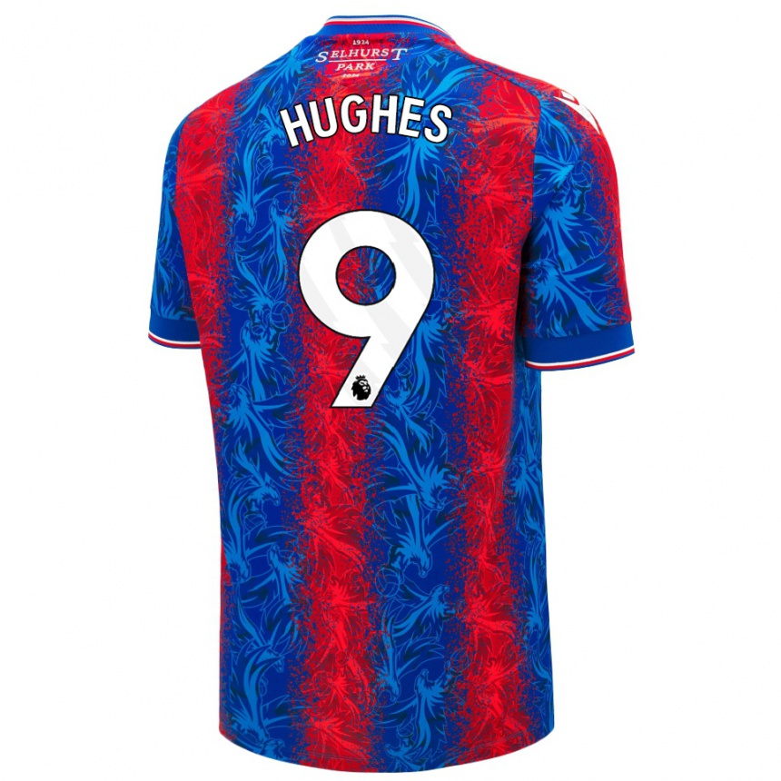 Kids Football Elise Hughes #9 Red Blue Stripes Home Jersey 2024/25 T-Shirt Nz