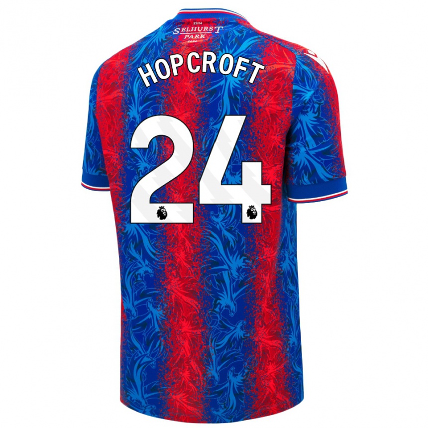 Kids Football Shanade Hopcroft #24 Red Blue Stripes Home Jersey 2024/25 T-Shirt Nz