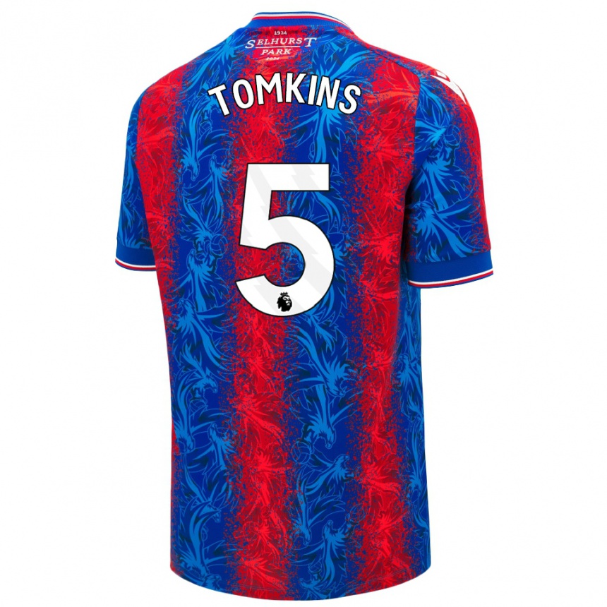 Kids Football James Tomkins #5 Red Blue Stripes Home Jersey 2024/25 T-Shirt Nz