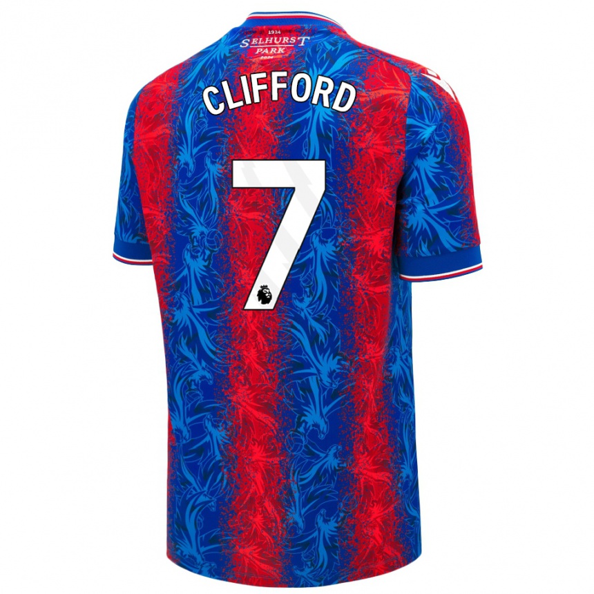 Kids Football Charley Clifford #7 Red Blue Stripes Home Jersey 2024/25 T-Shirt Nz