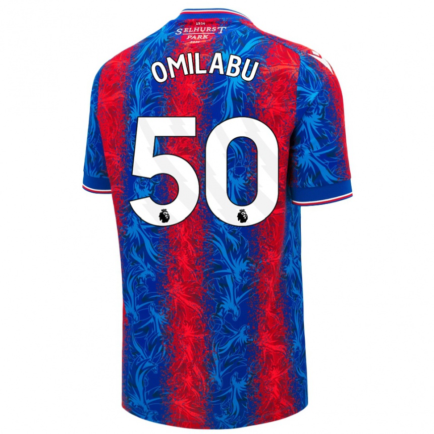 Kids Football David Omilabu #50 Red Blue Stripes Home Jersey 2024/25 T-Shirt Nz