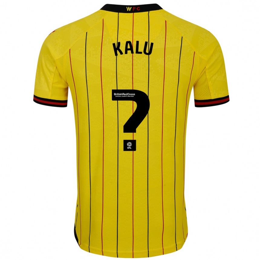 Kids Football Samuel Kalu #0 Yellow Black Home Jersey 2024/25 T-Shirt Nz