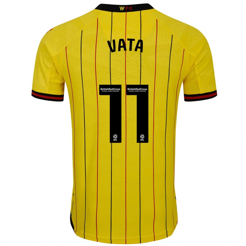 Kids Football Rocco Vata #11 Yellow Black Home Jersey 2024/25 T-Shirt Nz