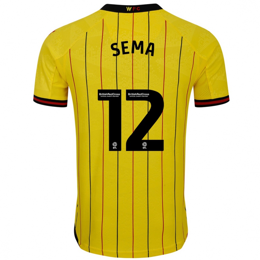 Kids Football Ken Sema #12 Yellow Black Home Jersey 2024/25 T-Shirt Nz