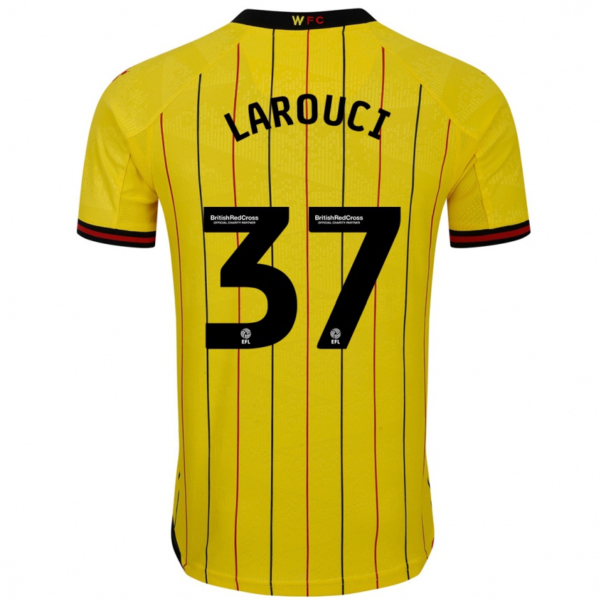 Kids Football Yasser Larouci #37 Yellow Black Home Jersey 2024/25 T-Shirt Nz