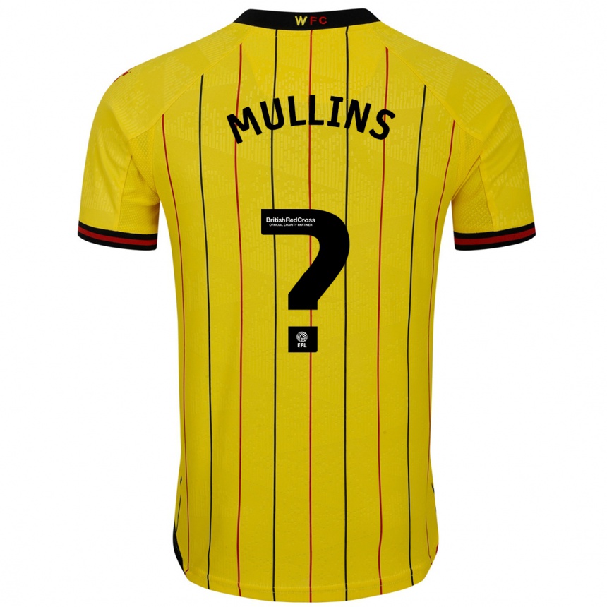 Kids Football Joshua Mullins #0 Yellow Black Home Jersey 2024/25 T-Shirt Nz