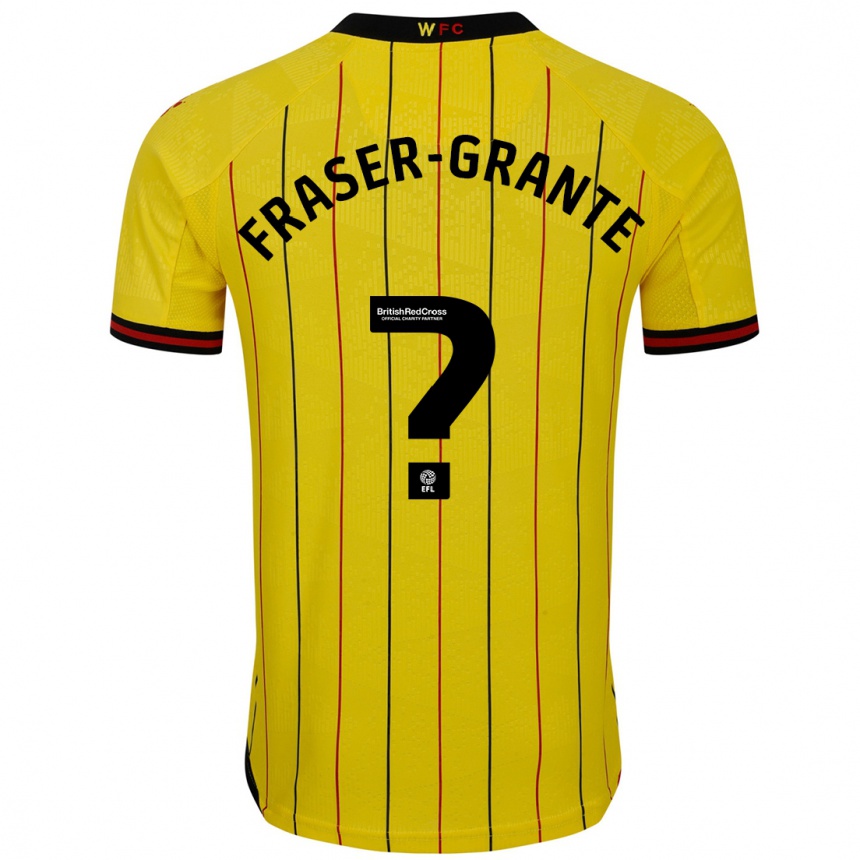 Kids Football Zak Fraser-Grante #0 Yellow Black Home Jersey 2024/25 T-Shirt Nz