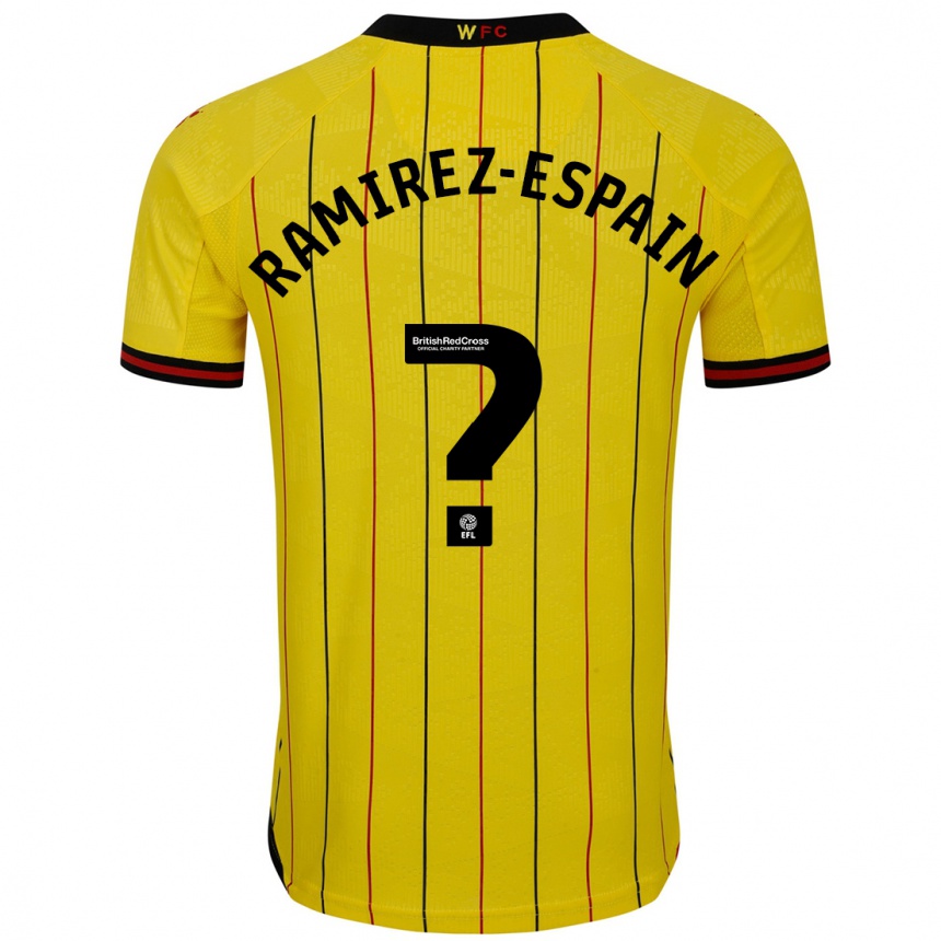 Kids Football Leo Ramirez-Espain #0 Yellow Black Home Jersey 2024/25 T-Shirt Nz