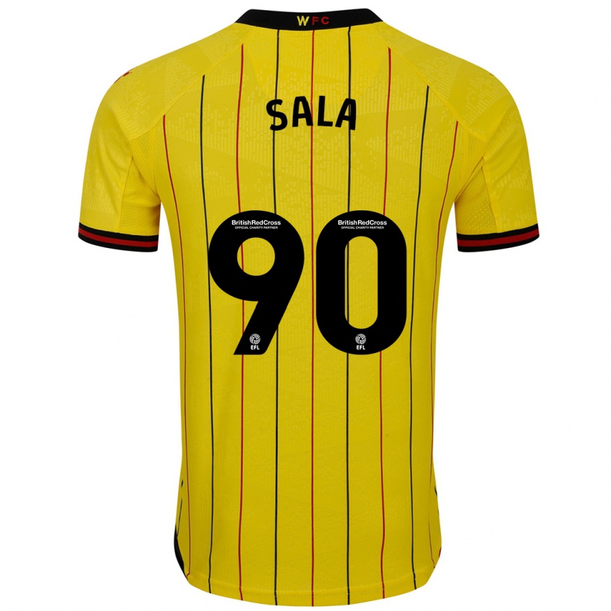 Kids Football Joel Sala #90 Yellow Black Home Jersey 2024/25 T-Shirt Nz