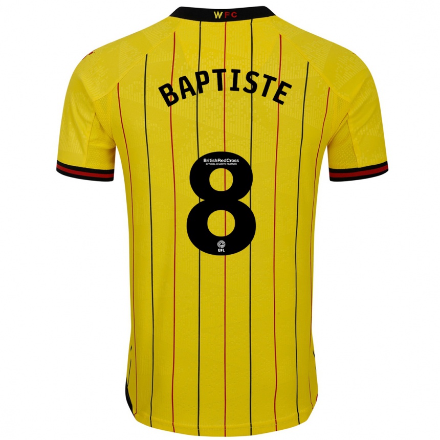 Kids Football Bianca Baptiste #8 Yellow Black Home Jersey 2024/25 T-Shirt Nz