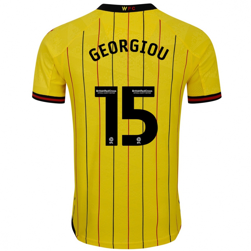 Kids Football Andria Georgiou #15 Yellow Black Home Jersey 2024/25 T-Shirt Nz