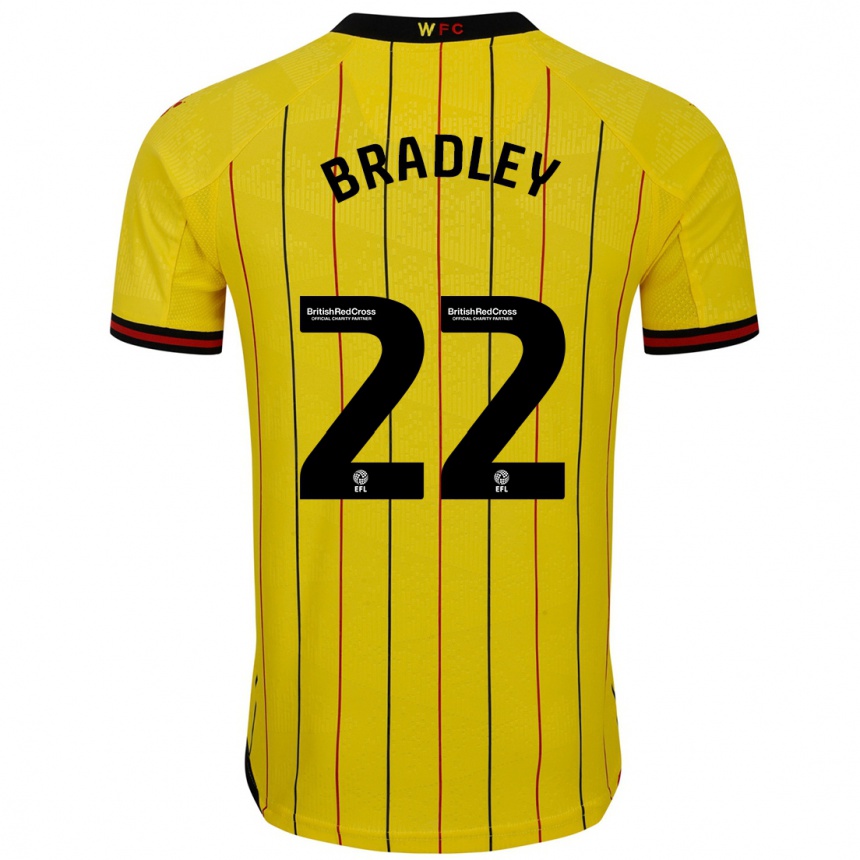 Kids Football Jade Bradley #22 Yellow Black Home Jersey 2024/25 T-Shirt Nz