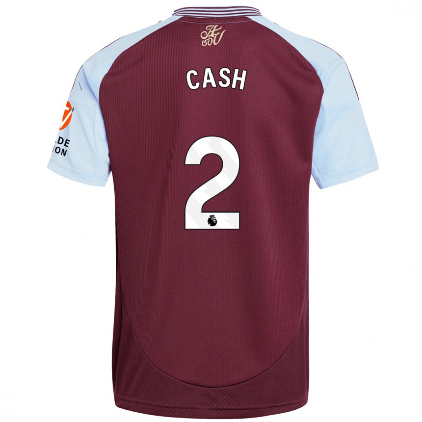 Kids Football Matty Cash #2 Burgundy Sky Blue Home Jersey 2024/25 T-Shirt Nz