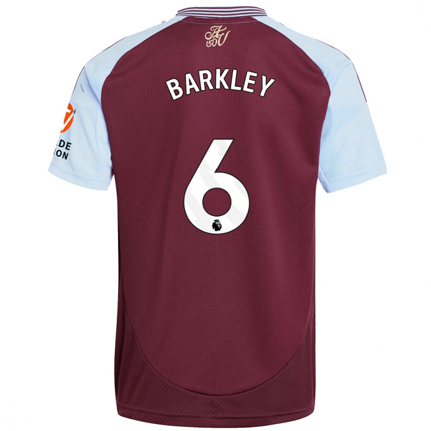 Kids Football Ross Barkley #6 Burgundy Sky Blue Home Jersey 2024/25 T-Shirt Nz