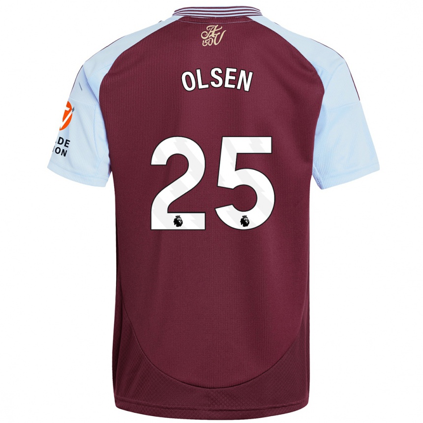 Kids Football Robin Olsen #25 Burgundy Sky Blue Home Jersey 2024/25 T-Shirt Nz