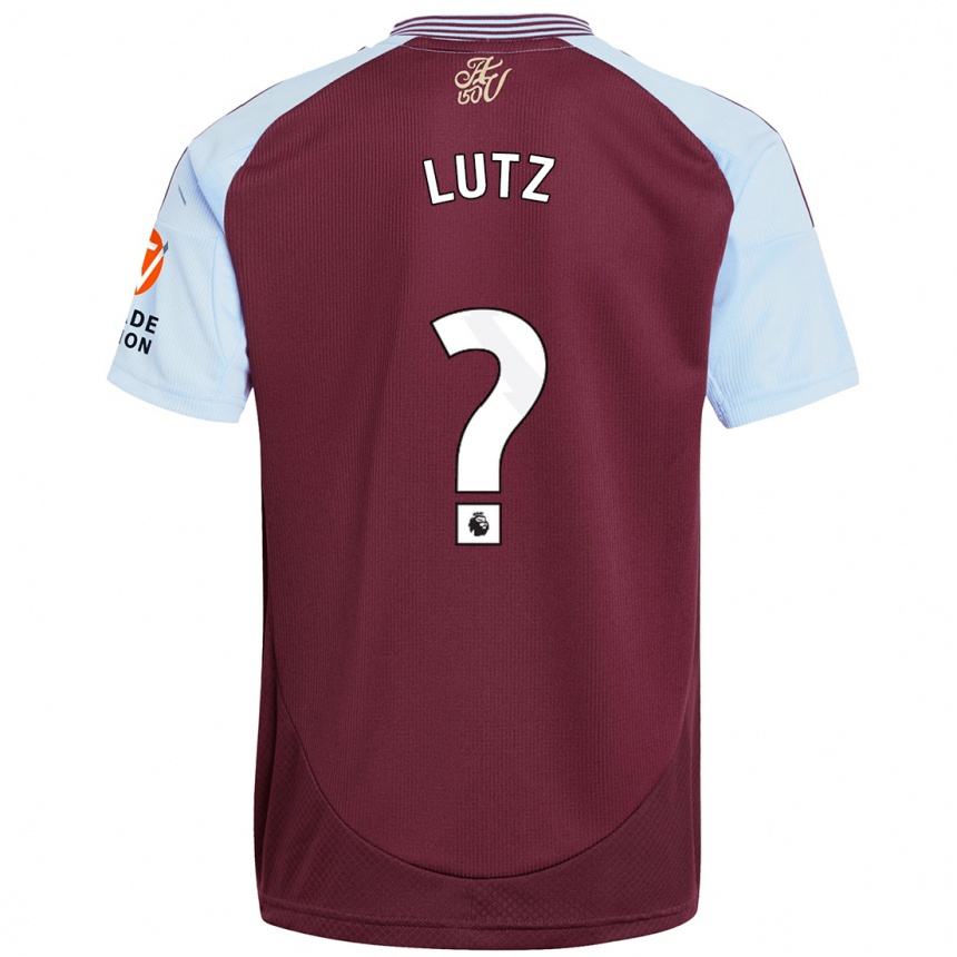 Kids Football Charlie Lutz #0 Burgundy Sky Blue Home Jersey 2024/25 T-Shirt Nz