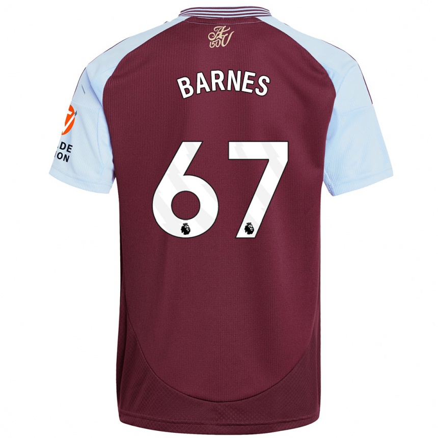 Kids Football Mikell Barnes #67 Burgundy Sky Blue Home Jersey 2024/25 T-Shirt Nz