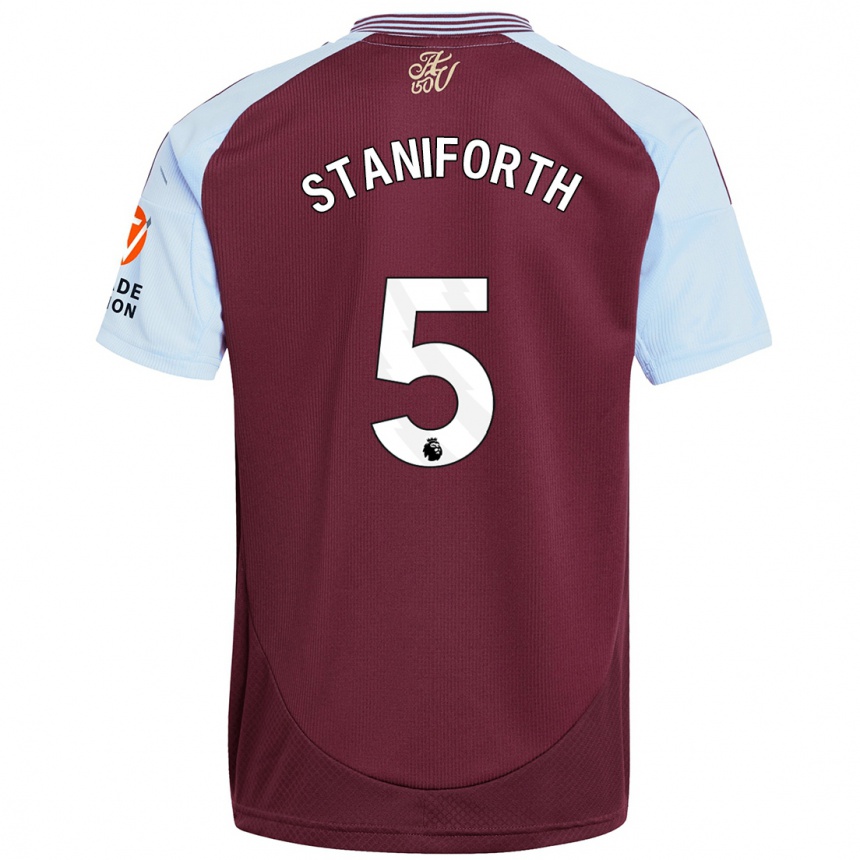 Kids Football Lucy Staniforth #5 Burgundy Sky Blue Home Jersey 2024/25 T-Shirt Nz