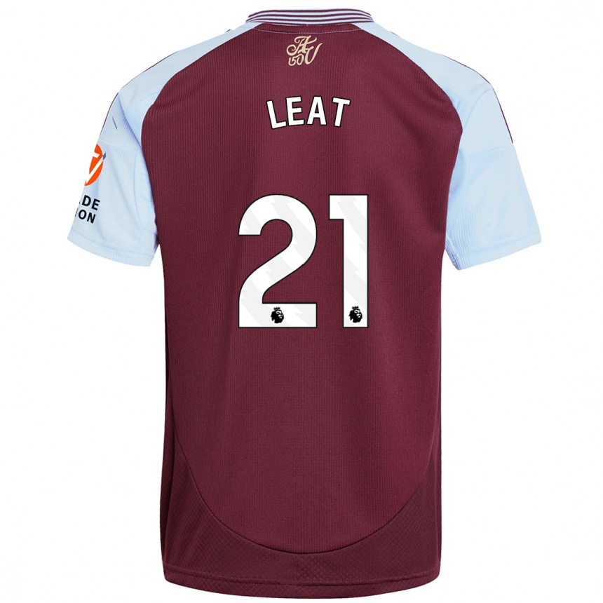 Kids Football Anna Leat #21 Burgundy Sky Blue Home Jersey 2024/25 T-Shirt Nz