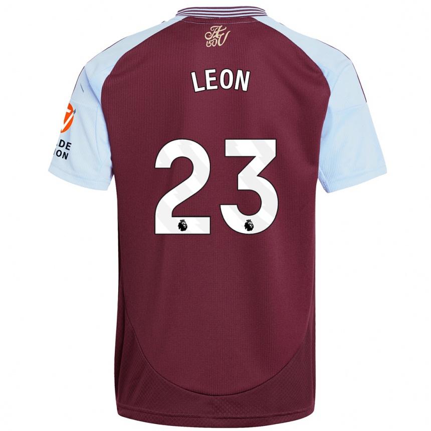 Kids Football Adriana Leon #23 Burgundy Sky Blue Home Jersey 2024/25 T-Shirt Nz