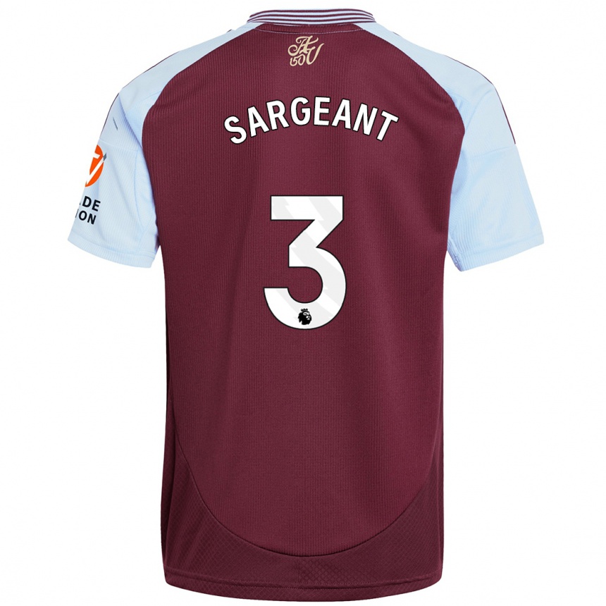 Kids Football Meaghan Sargeant #3 Burgundy Sky Blue Home Jersey 2024/25 T-Shirt Nz