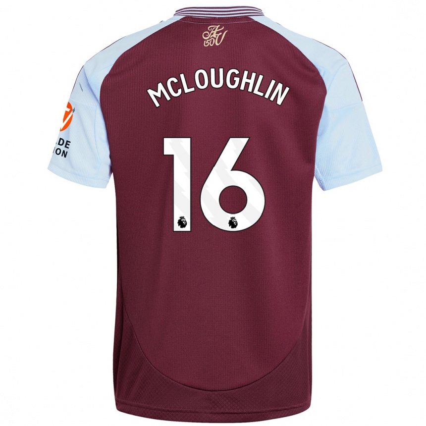 Kids Football Olivia Mcloughlin #16 Burgundy Sky Blue Home Jersey 2024/25 T-Shirt Nz