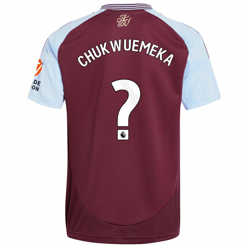 Kids Football Caleb Chukwuemeka #0 Burgundy Sky Blue Home Jersey 2024/25 T-Shirt Nz