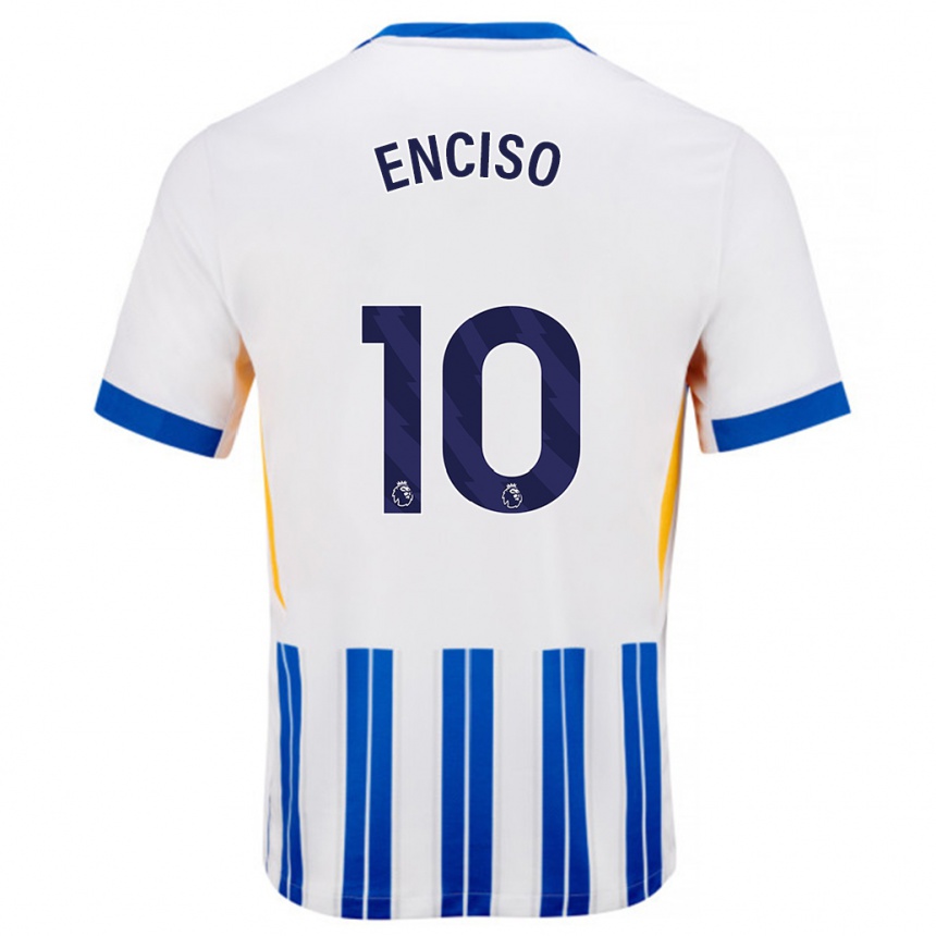 Kids Football Julio Enciso #10 White Blue Pinstripes Home Jersey 2024/25 T-Shirt Nz