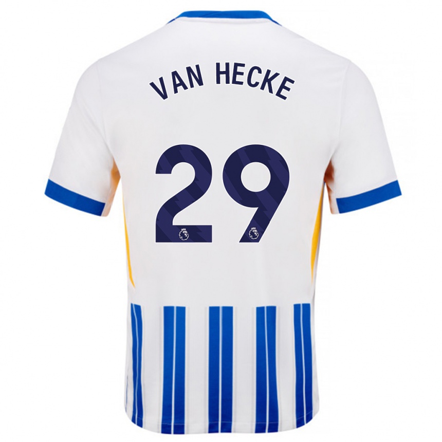 Kids Football Jan Paul Van Hecke #29 White Blue Pinstripes Home Jersey 2024/25 T-Shirt Nz