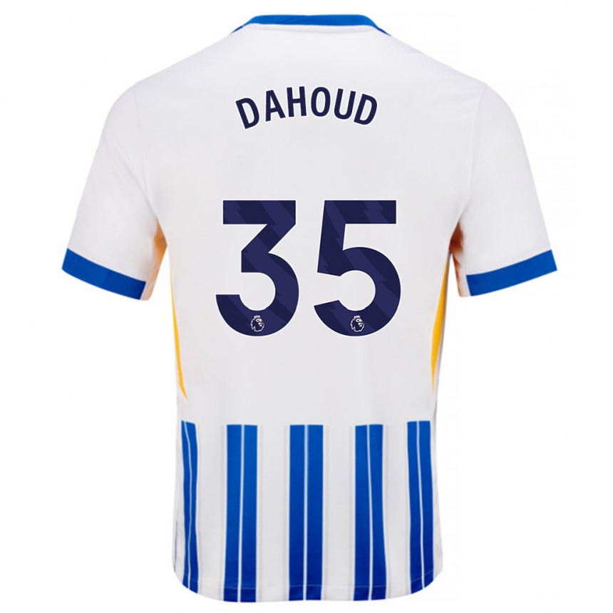 Kids Football Mahmoud Dahoud #35 White Blue Pinstripes Home Jersey 2024/25 T-Shirt Nz