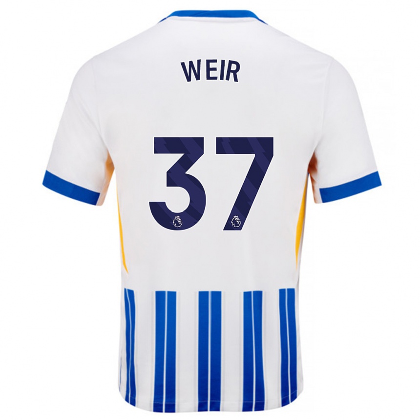 Kids Football Jensen Weir #37 White Blue Pinstripes Home Jersey 2024/25 T-Shirt Nz