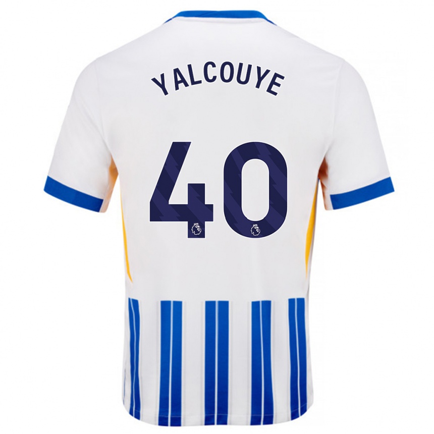 Kids Football Malick Junior Yalcouyé #40 White Blue Pinstripes Home Jersey 2024/25 T-Shirt Nz