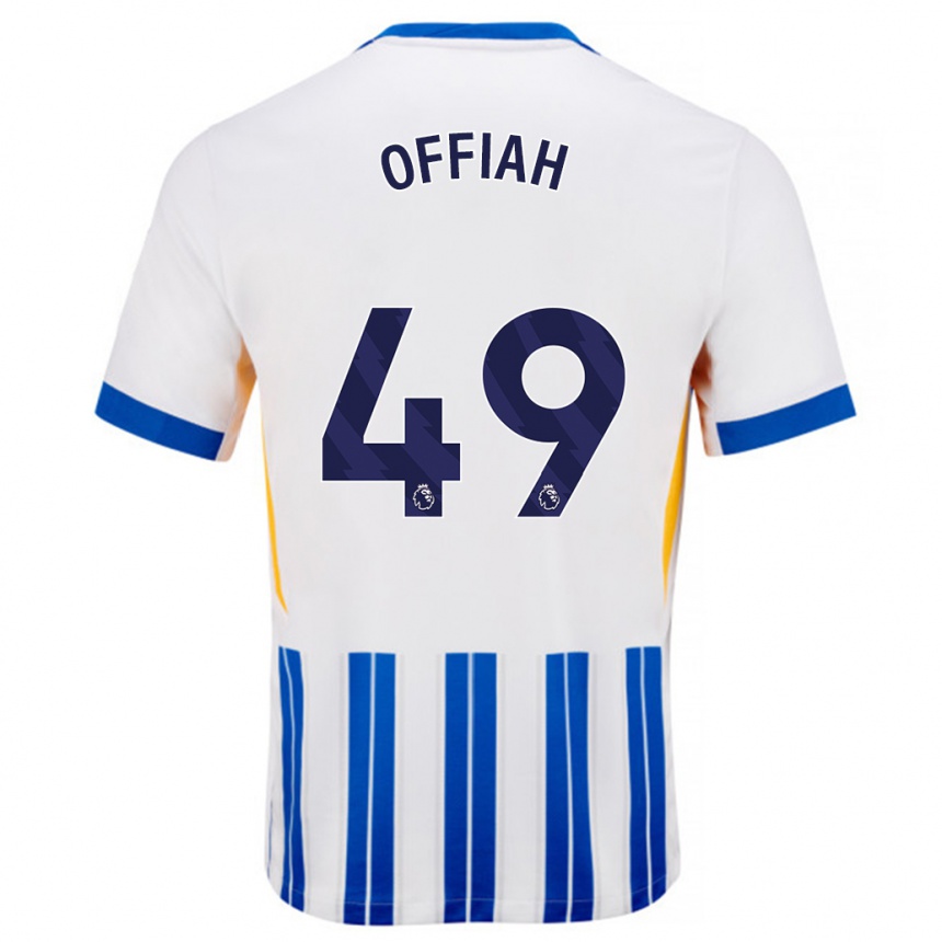 Kids Football Odel Offiah #49 White Blue Pinstripes Home Jersey 2024/25 T-Shirt Nz