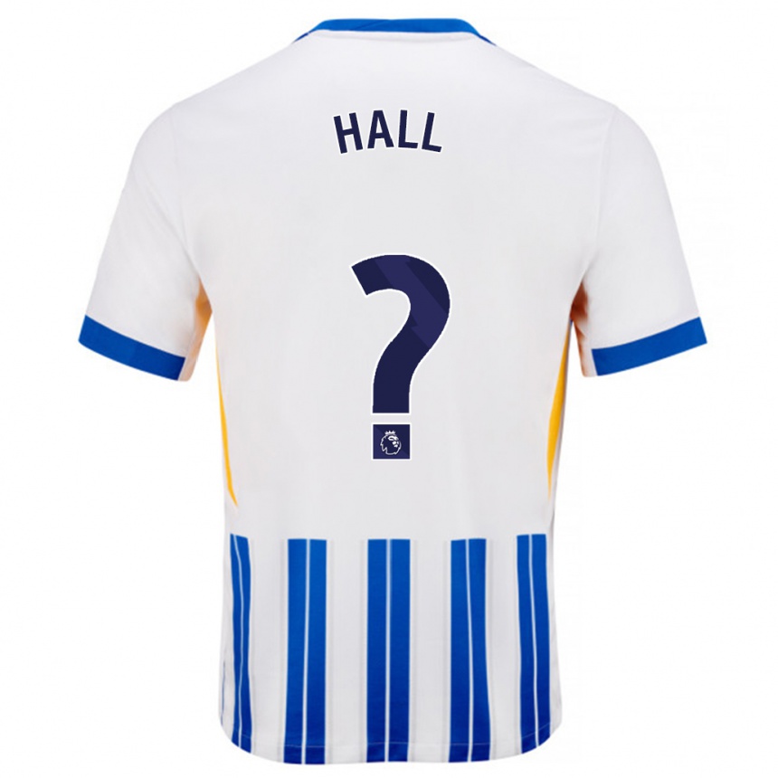 Kids Football Steven Hall #0 White Blue Pinstripes Home Jersey 2024/25 T-Shirt Nz