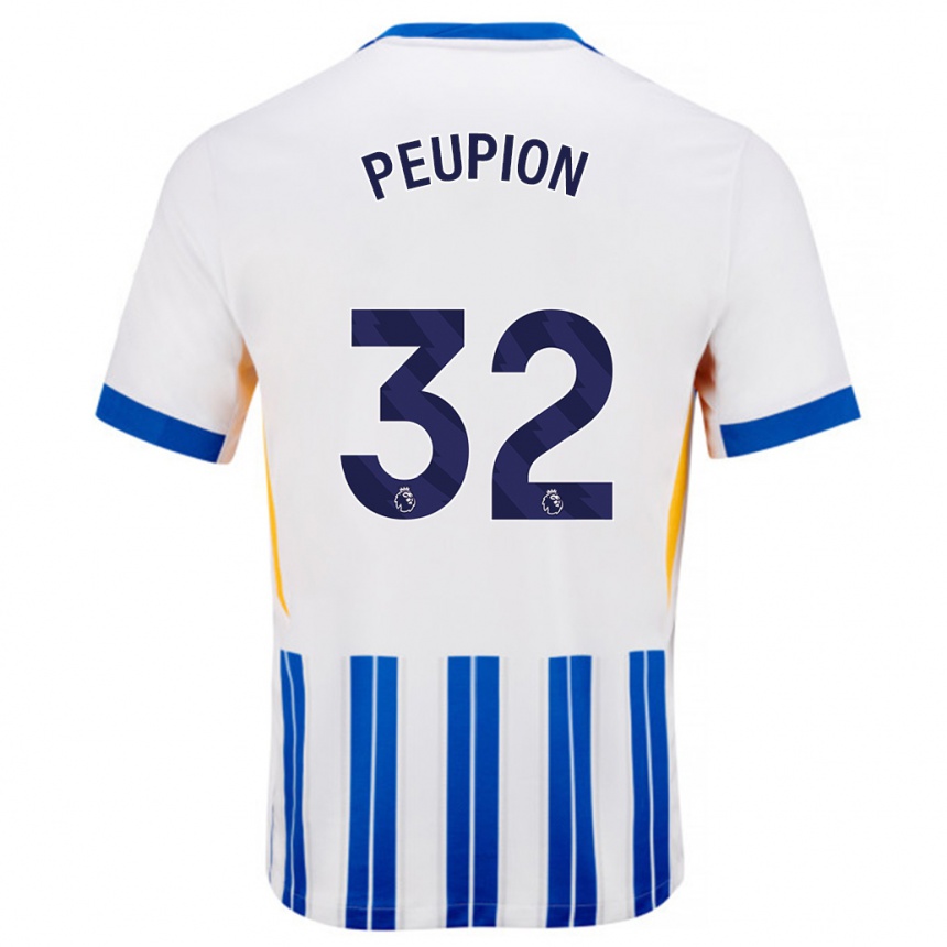 Kids Football Cameron Peupion #32 White Blue Pinstripes Home Jersey 2024/25 T-Shirt Nz