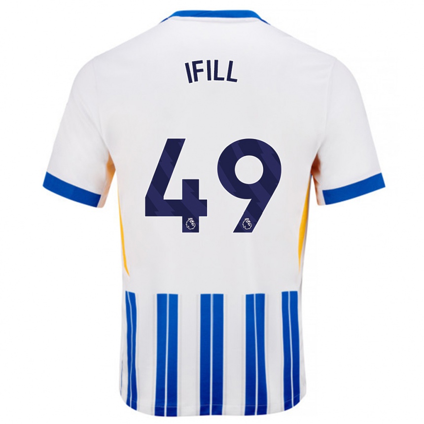 Kids Football Marcus Ifill #49 White Blue Pinstripes Home Jersey 2024/25 T-Shirt Nz